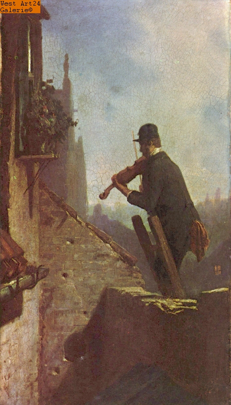 Das Ständchen nach Spitzweg Gemäldeimitation